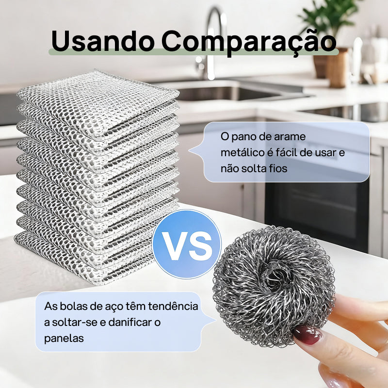Conjunto de 10 Esponjas de Arame Não Arranháveis para Limpeza, Pano Multiuso de 2 Camadas para Louça e Superfícies durabilidade comprovada