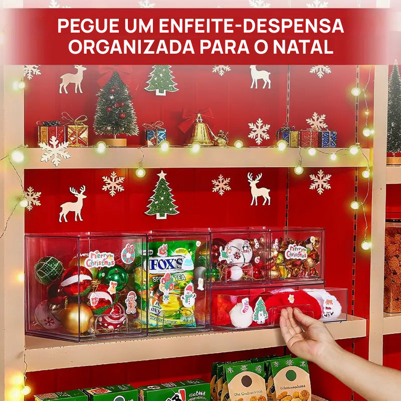 Conjunto de 2 Gavetas Organizadoras Empilháveis com 8 Caixas Transparentes Livres de BPA, Flexíveis e Seguras modular versátil