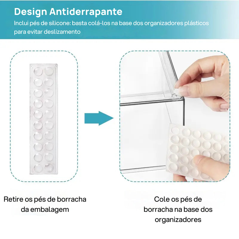 Conjunto de 2 Gavetas Organizadoras Empilháveis com 8 Caixas Transparentes Livres de BPA, Flexíveis e Seguras modular versátil