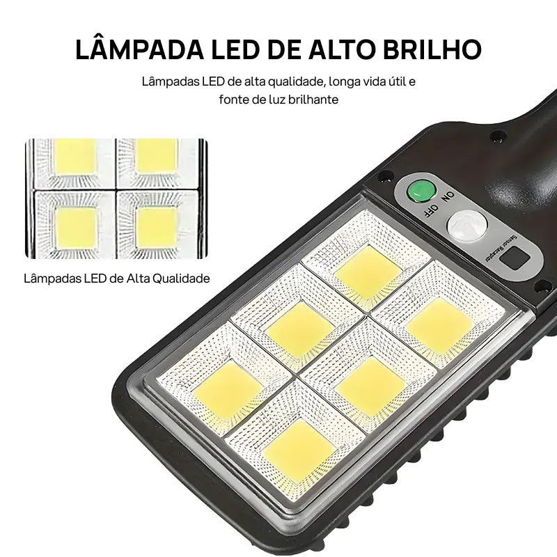 Conjunto de 4 Luzes de Rua Solares LED com 120 Lâmpadas, Controle Remoto, Sensor e 3 Modos para Áreas Externas segurança noturna
