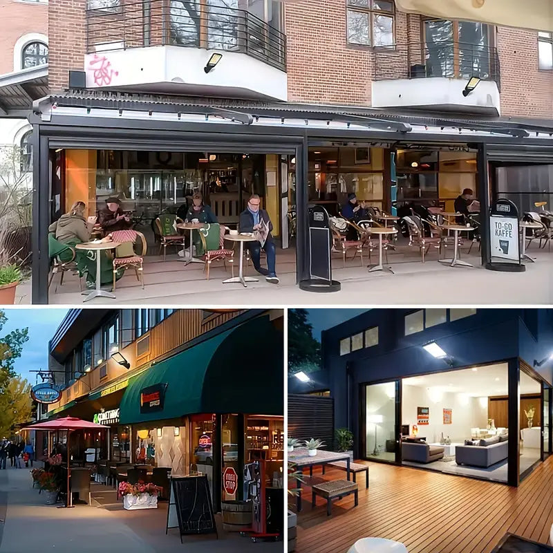 Conjunto de 4 Luzes de Rua Solares LED com 120 Lâmpadas, Controle Remoto, Sensor e 3 Modos para Áreas Externas segurança noturna