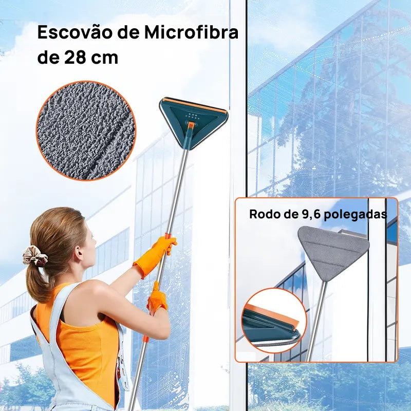 Mop Ajustável 360° para Limpeza de Pisos e Paredes, com 6 Almofadas de Microfibra e Rodo de Silicone Inclusos esforço mínimo