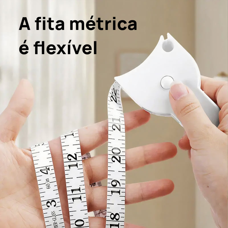 Fita Métrica Corporal 3D de 152cm Autorretrátil para Medições de Cintura, Quadril, Busto e Braços na Academia precisão absoluta