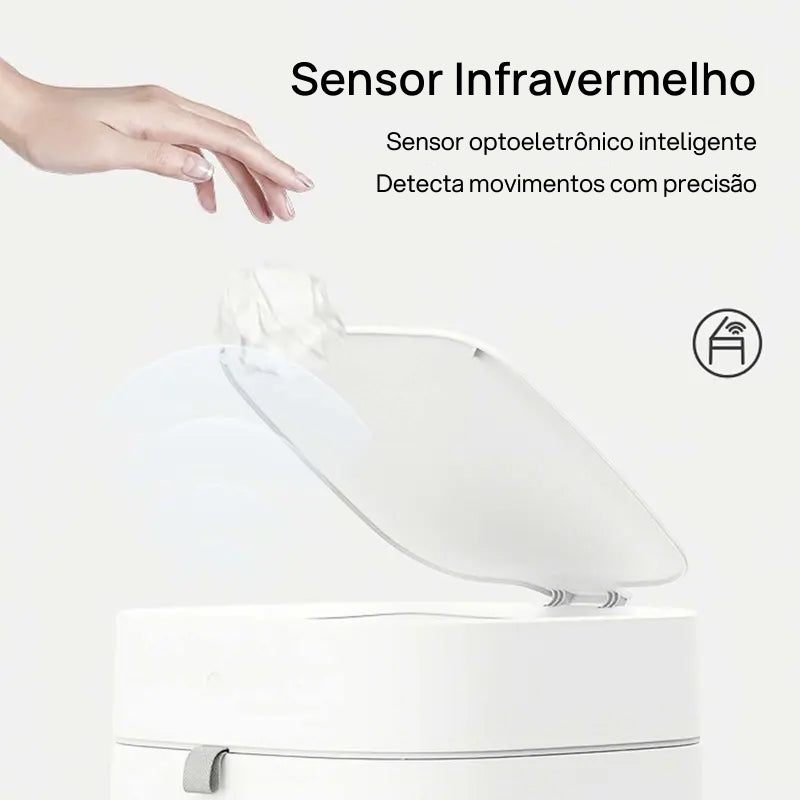 Lixeira Automática com Sensor de Movimento para Descarte Higiênico sem Toque em Sala, Quarto, Cozinha e Banheiro tecnologia conveniente