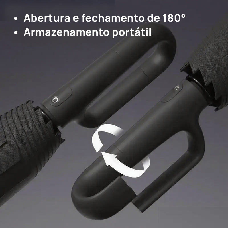 Guarda-Chuva Automático Dobrável e Portátil, Resistente ao Vento e à Água com Fecho em Loop para Homens e Mulheres proteção confiável