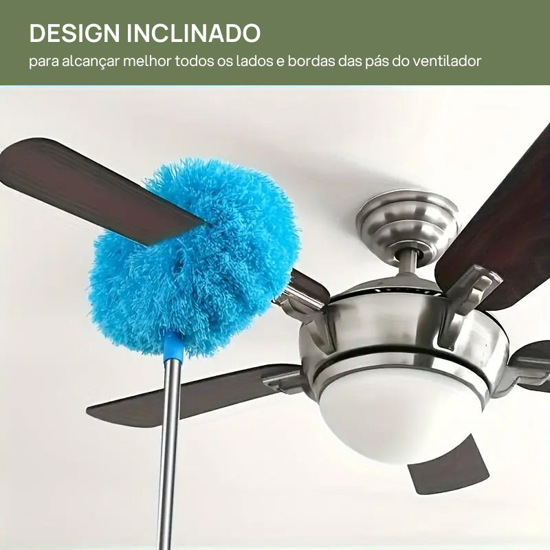 Pano de Limpeza Extensível com Cabo Longo para Ventiladores de Teto, Retém Poeira, Reutilizável e Lavável à Máquina alcance seguro