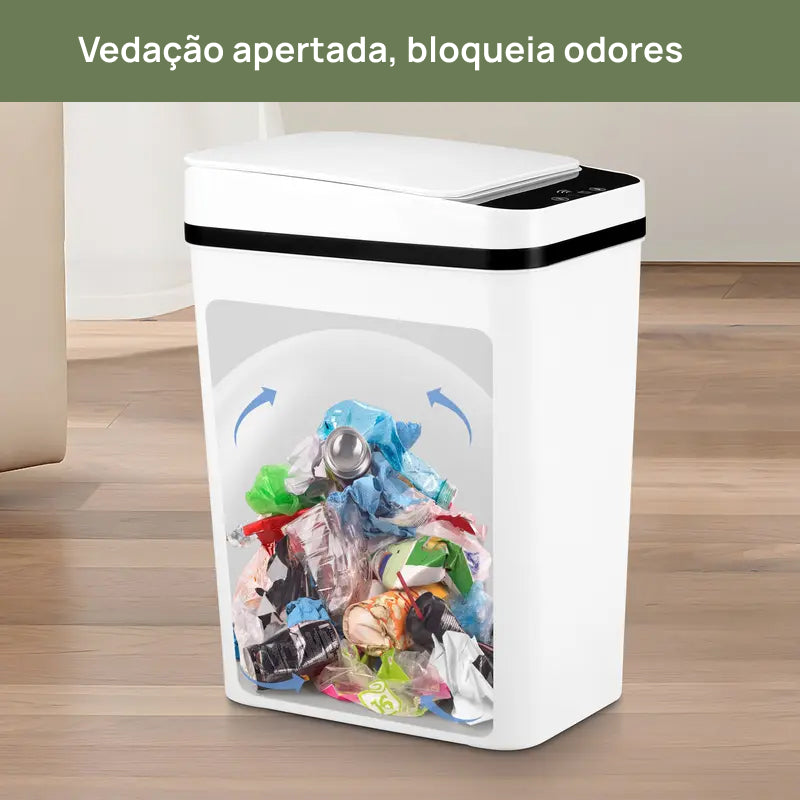 Lixeira Automática de 12 Litros com Sensor de Movimento Sem Toque, Ideal para Cozinha, Banheiro, Quarto e Escritório higiene máxima