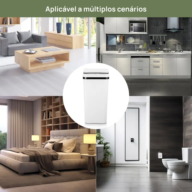 Lixeira Automática de 12 Litros com Sensor de Movimento Sem Toque, Ideal para Cozinha, Banheiro, Quarto e Escritório higiene máxima