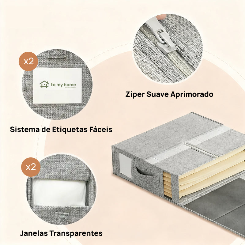 Conjunto de 4 Organizadores de Lençóis para Armário, Caixas Dobráveis com Janela Transparente à Prova de Poeira organização visual