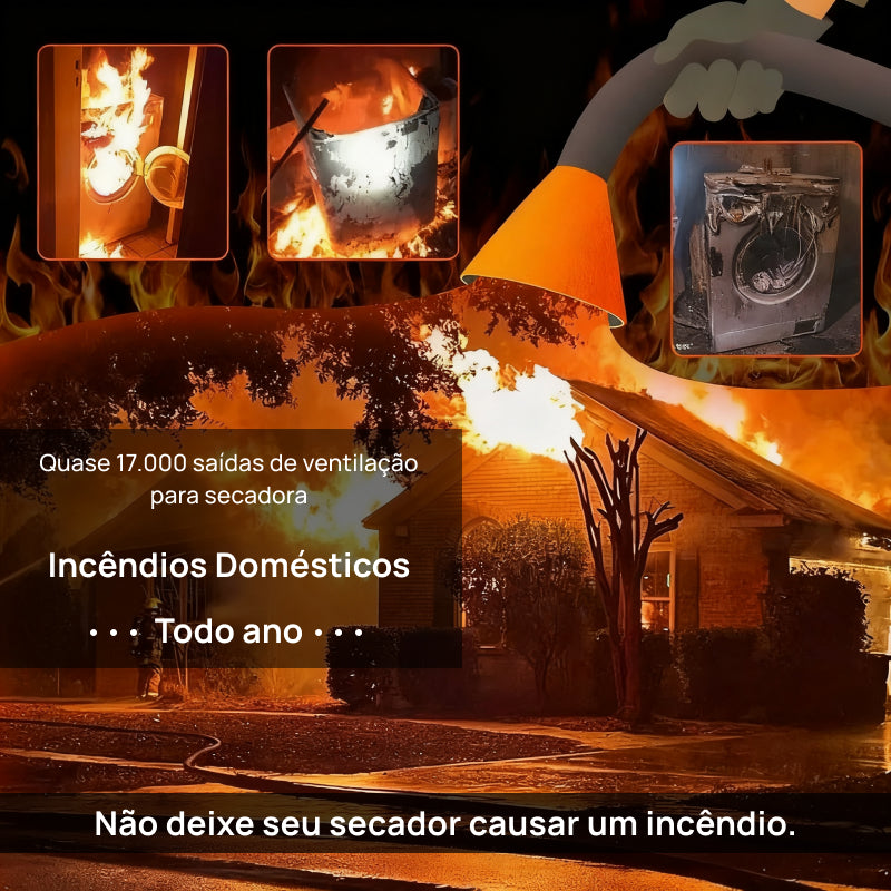 Kit de Limpeza com Mangueira e Acessório para Duto de Secadora, Remove Fiapos e Pelos com Conector Universal Ajustável prevenção incêndios