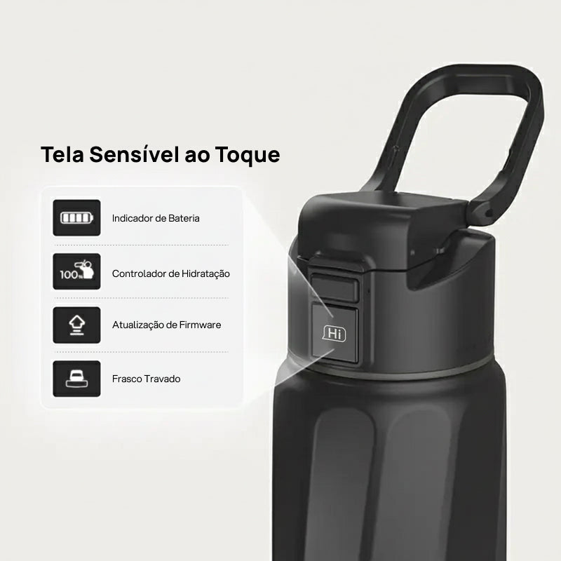 Garrafa de Água Inteligente de Aço Inox com App, Rastreia Consumo e Envia Lembretes de Hidratação para Viagens companheira tecnológica