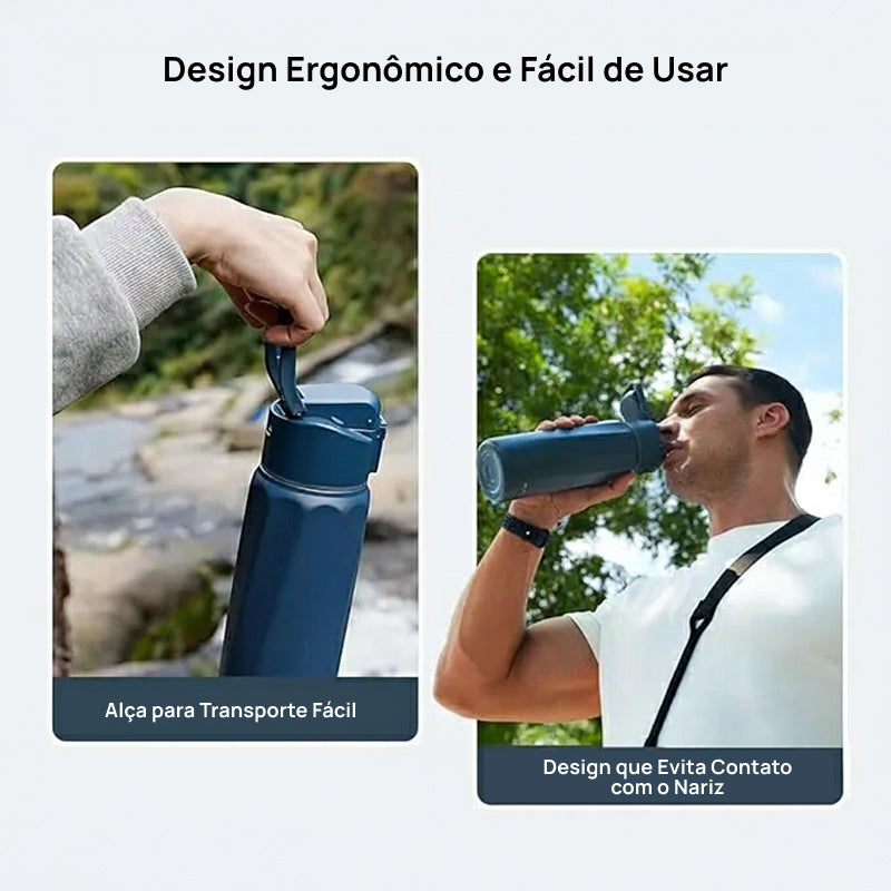 Garrafa de Água Inteligente de Aço Inox com App, Rastreia Consumo e Envia Lembretes de Hidratação para Viagens companheira tecnológica