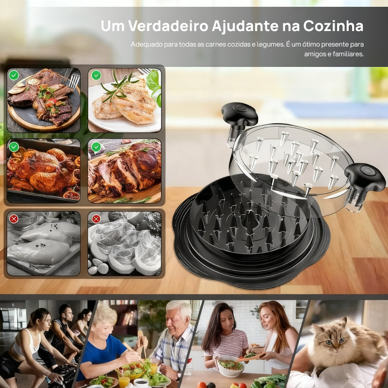 Desfiador Grande de Carne em Aço Inoxidável, com Tampa Visível e Alça Ergonômica, Perfeito para Frango e Bovina incredivelmente rápido