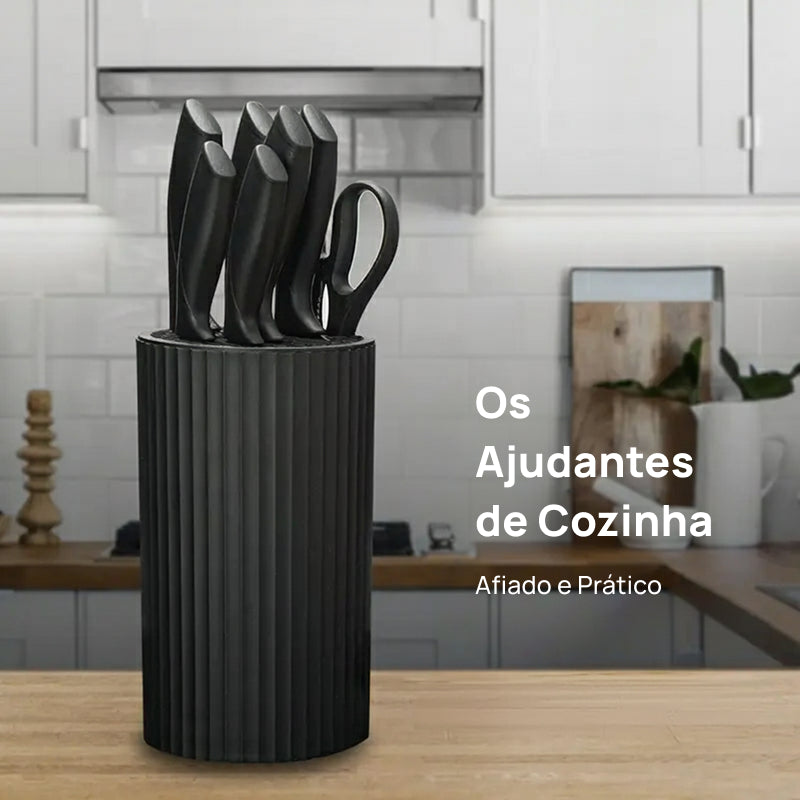 Conjunto de 8 Facas de Chef Profissionais em Aço Afiado, com Suporte Universal Anti-Ferrugem e Design Ergonômico perfeitamente equilibradas