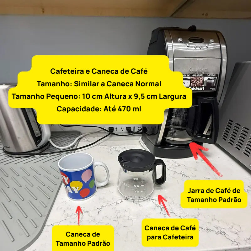 Caneca Decorativa em Formato de Bule de Café de Vidro 470ml, com Tampa e Alça Ergonômica, Ideal como Presente adoravelmente única