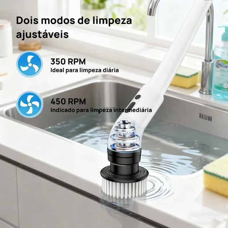 Escova Elétrica Giratória à Prova d‘Água IPX7, Sem Fio com 2 Velocidades e 9 Acessórios para Limpeza Pesada profissionalmente eficaz