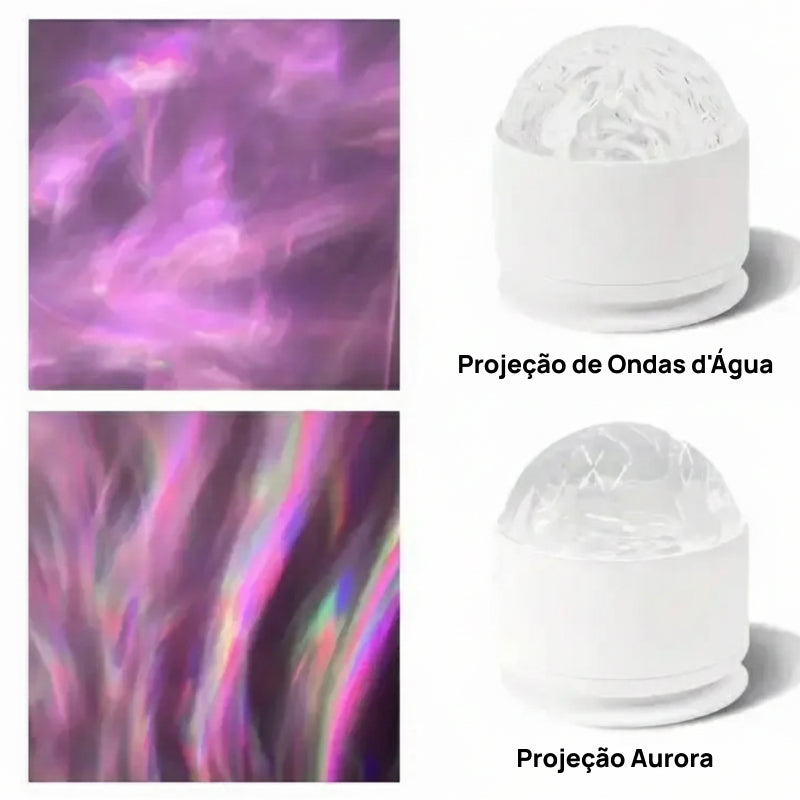 Lâmpada Projetora com 2 Cenas de Ondulação 3D e 16 Cores, Controlada por Remoto para Ambiente Relaxante totalmente personalizável