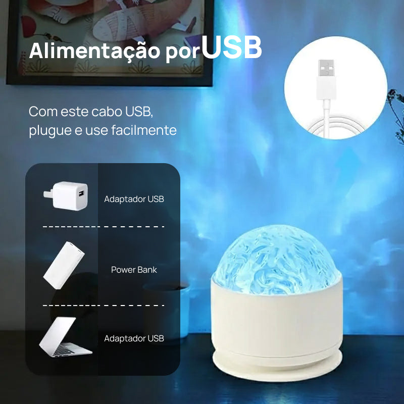 Lâmpada Projetora com 2 Cenas de Ondulação 3D e 16 Cores, Controlada por Remoto para Ambiente Relaxante totalmente personalizável