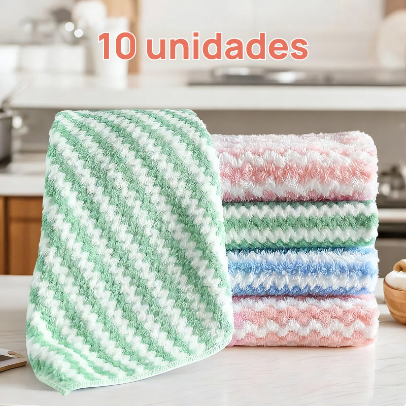 Conjunto de 10 Panos de Limpeza em Microfibra Absorventes e Sem Manchas, Laváveis e Reutilizáveis para Cozinha performance duradoura