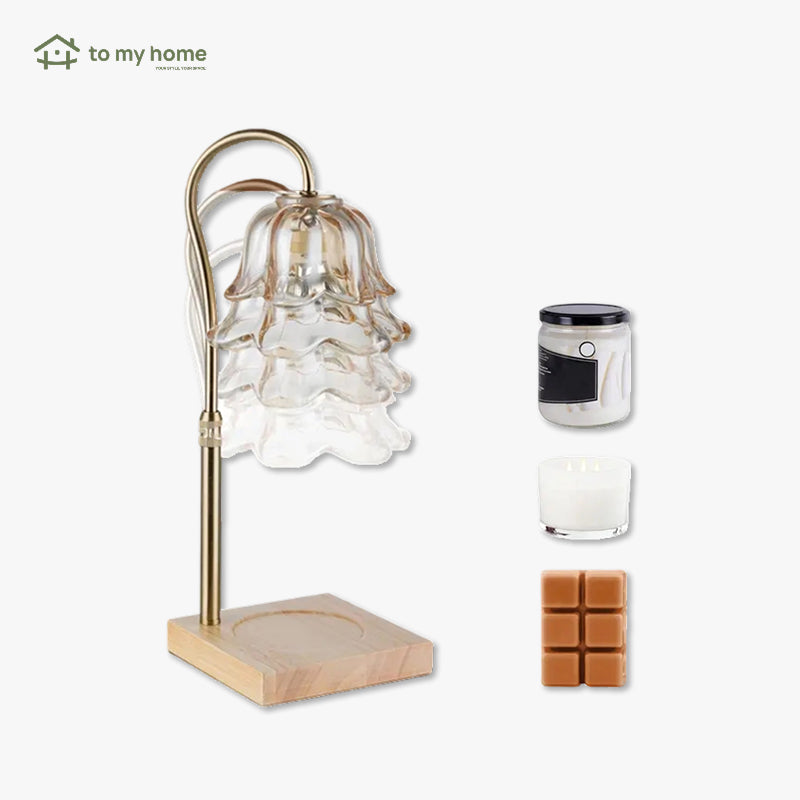 Luminária Aquecedora de Velas em Formato de Flor com 2 Lâmpadas, Altura Ajustável, Temporizador e Vidro Decorativo calor romântico