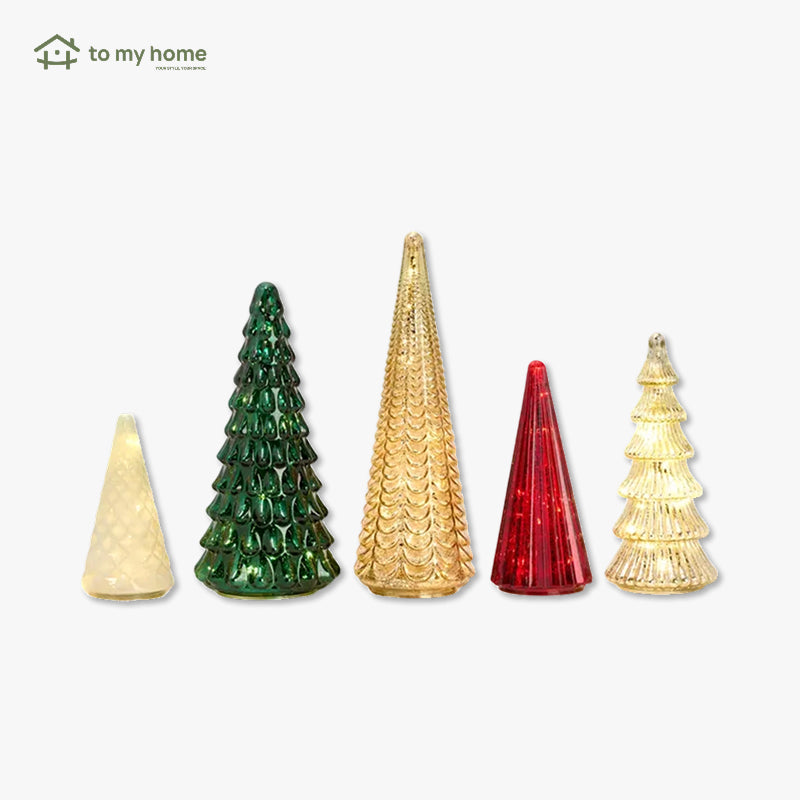 Coleção BFF de 5 Árvores Decorativas de Vidro Mercúrio Iluminadas, para Decoração Elegante de Ambientes Internos brilho sofisticado