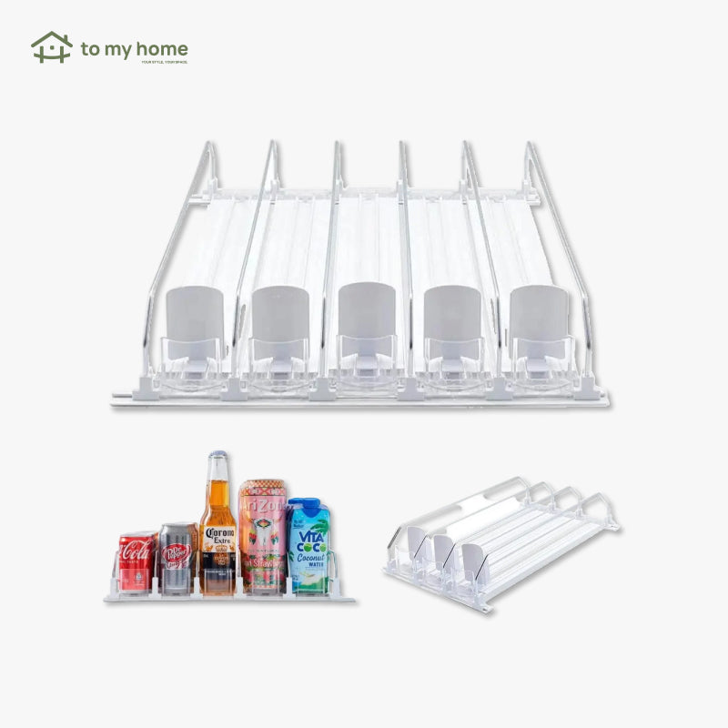 Organizador e Dispensador Automático de Latas para Geladeira, Suporta 355ml, 473ml e 591ml (3 ou 5 Fileiras) organiza perfeitamente
