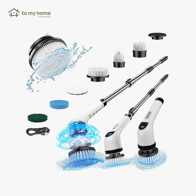 Esfregador Elétrico Rotativo Sem Fio IPX7 com 4 Escovas Substituíveis e Cabo Extensor Ajustável para Superfícies limpeza poderosa