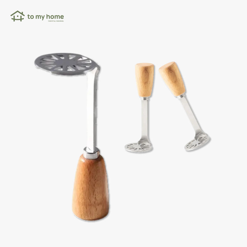 Conjunto de 2 Esmagadores de Batata e Abacate em Aço Inoxidável, com Cabo de Madeira para Alto Desempenho purê perfeito