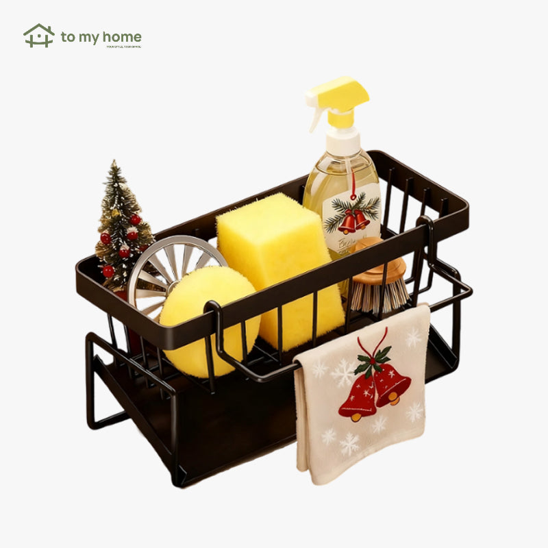 Suporte Organizador para Pia de Cozinha em Aço Inoxidável, com Divisor para Esponjas e Compartimento para Sabão pia ordenada