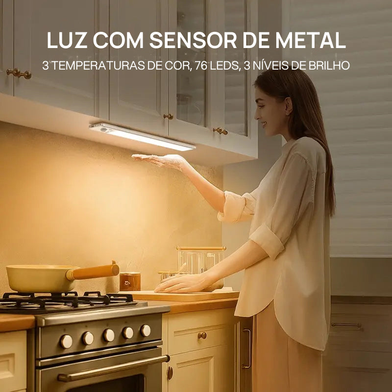 Luz de Armário com Sensor de Movimento, Recarregável via USB, Magnética e Regulável para Cozinha, Closet e Garagem iluminação automática
