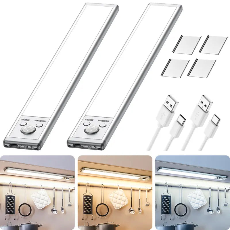 Luz de Armário com Sensor de Movimento, Recarregável via USB, Magnética e Regulável para Cozinha, Closet e Garagem iluminação automática