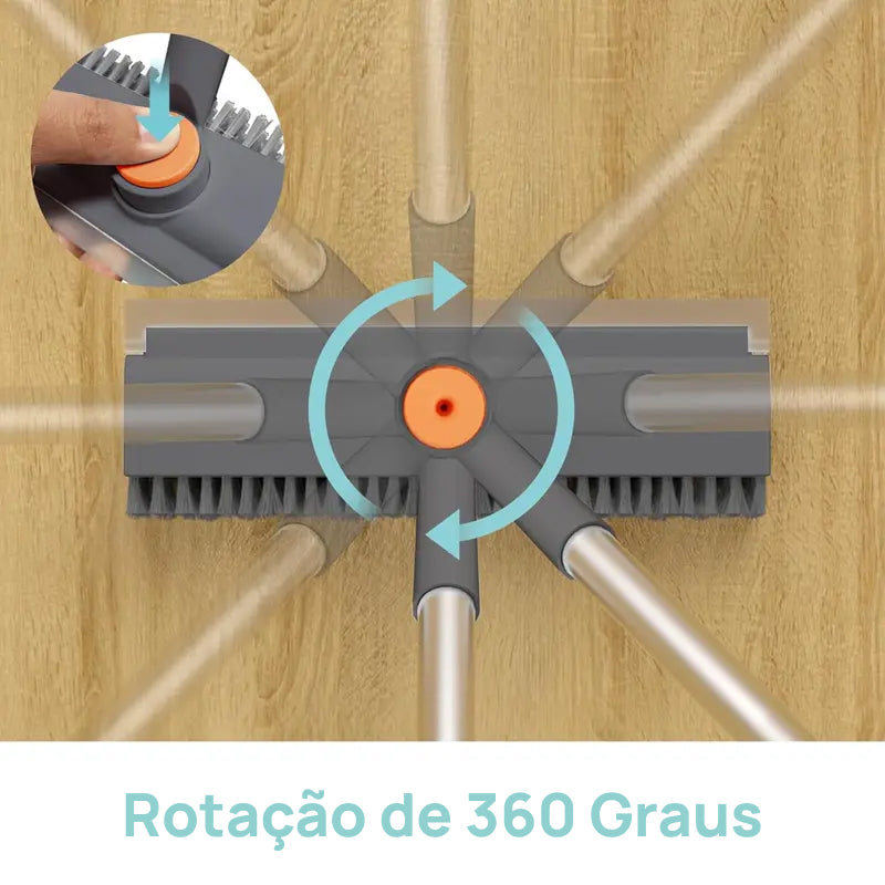 Escova de Limpeza 3 em 1 para Piso com Cabo Longo e Cerdas Rígidas, Ideal para Chuveiro, Banheiro, Garagem e Deck resistência total