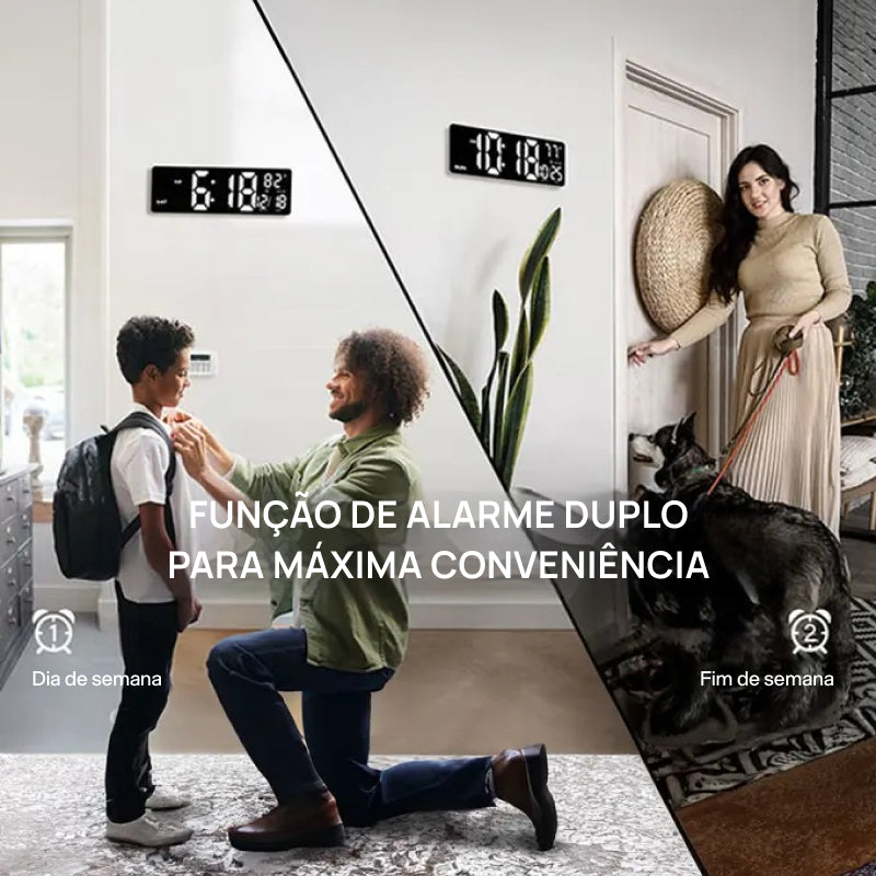 Relógio de Parede Digital Grande de 41.9cm com Controle Remoto, Luz RGB, 11 Modos, Dois Alarmes e Display LED Brilhante visibilidade noturna