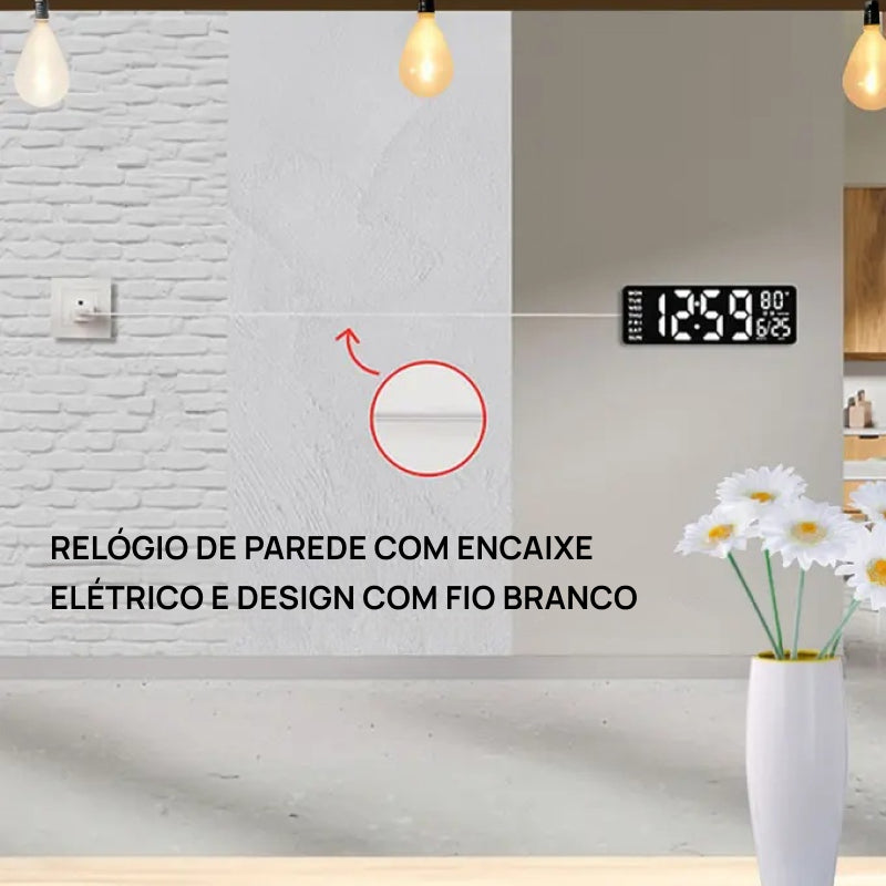 Relógio de Parede Digital Grande de 41.9cm com Controle Remoto, Luz RGB, 11 Modos, Dois Alarmes e Display LED Brilhante visibilidade noturna