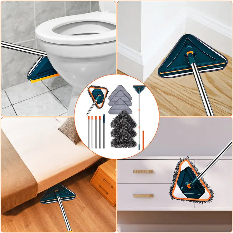 Mop Ajustável 360° para Limpeza de Pisos e Paredes, com 6 Almofadas de Microfibra e Rodo de Silicone Inclusos esforço mínimo