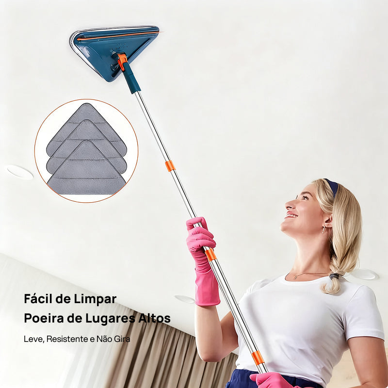 Mop Ajustável 360° para Limpeza de Pisos e Paredes, com 6 Almofadas de Microfibra e Rodo de Silicone Inclusos esforço mínimo