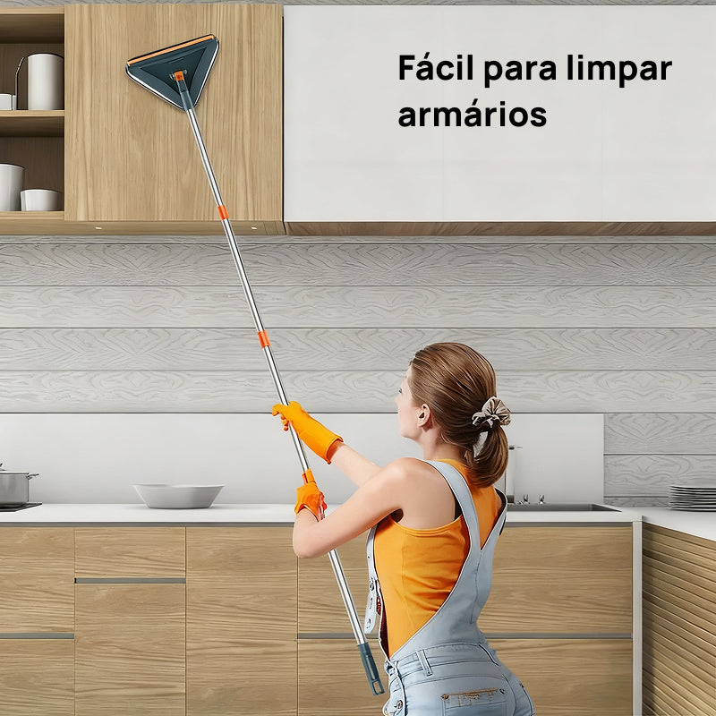 Mop Ajustável 360° para Limpeza de Pisos e Paredes, com 6 Almofadas de Microfibra e Rodo de Silicone Inclusos esforço mínimo