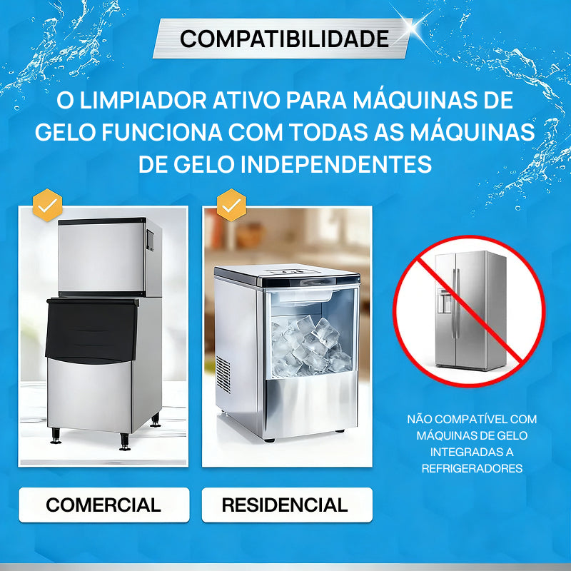 Limpador em Tabletes para Máquina de Gelo, 24 Unidades Ativas que Removem Calcário de Forma Segura e Eficaz gelo puro
