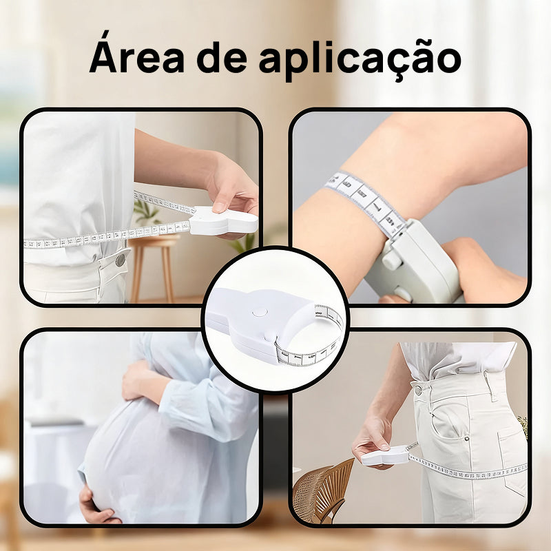 Fita Métrica Corporal 3D de 152cm Autorretrátil para Medições de Cintura, Quadril, Busto e Braços na Academia precisão absoluta