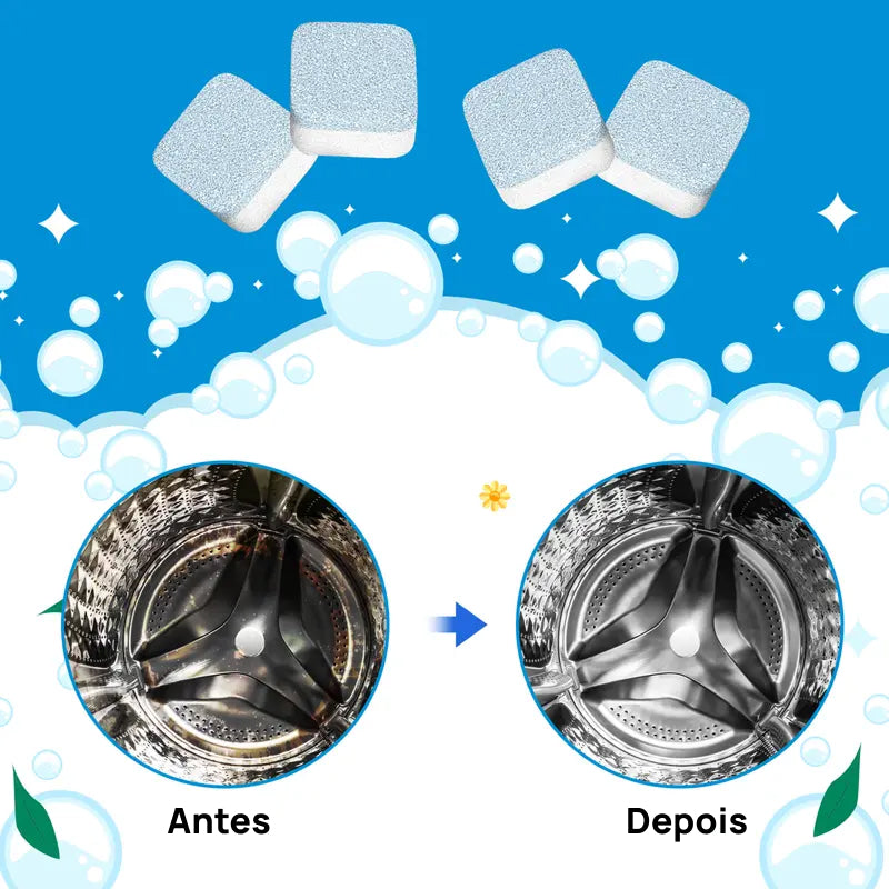Limpador em Tabletes para Máquina de Lavar Roupa, 12 Unidades para Limpeza Profunda Segura para Fossa Séptica desinfecção completa
