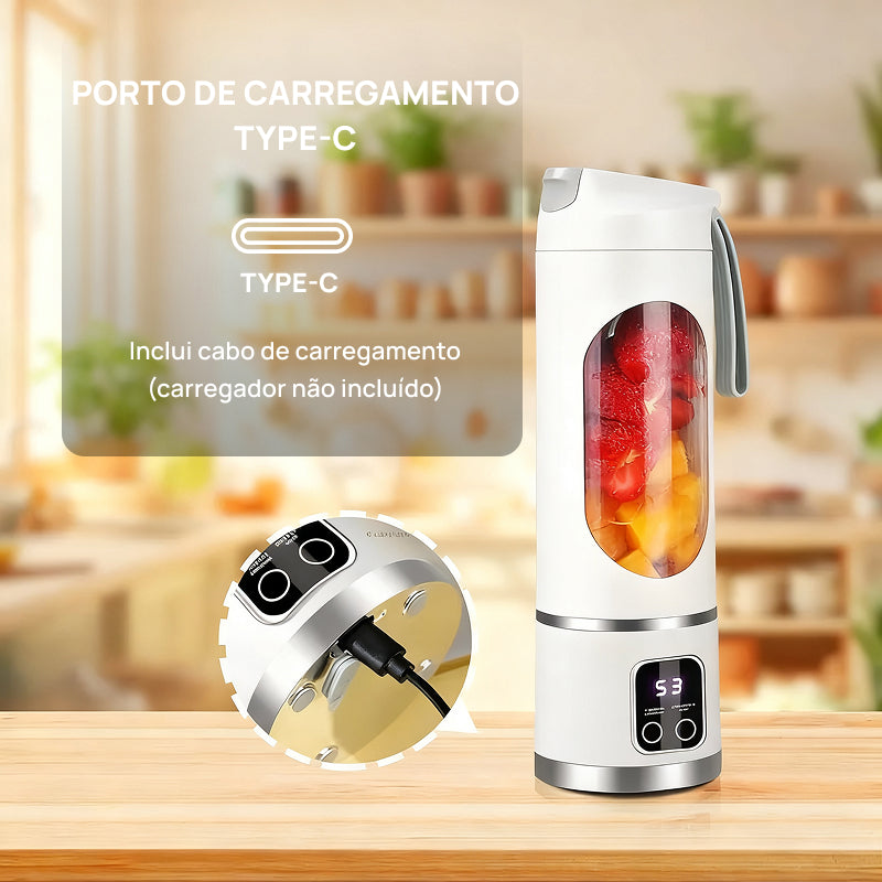 Liquidificador Digital Portátil e Compacto com Display LED, totalmente à Prova de Vazamentos para Smoothies e Vitaminas saúde prática