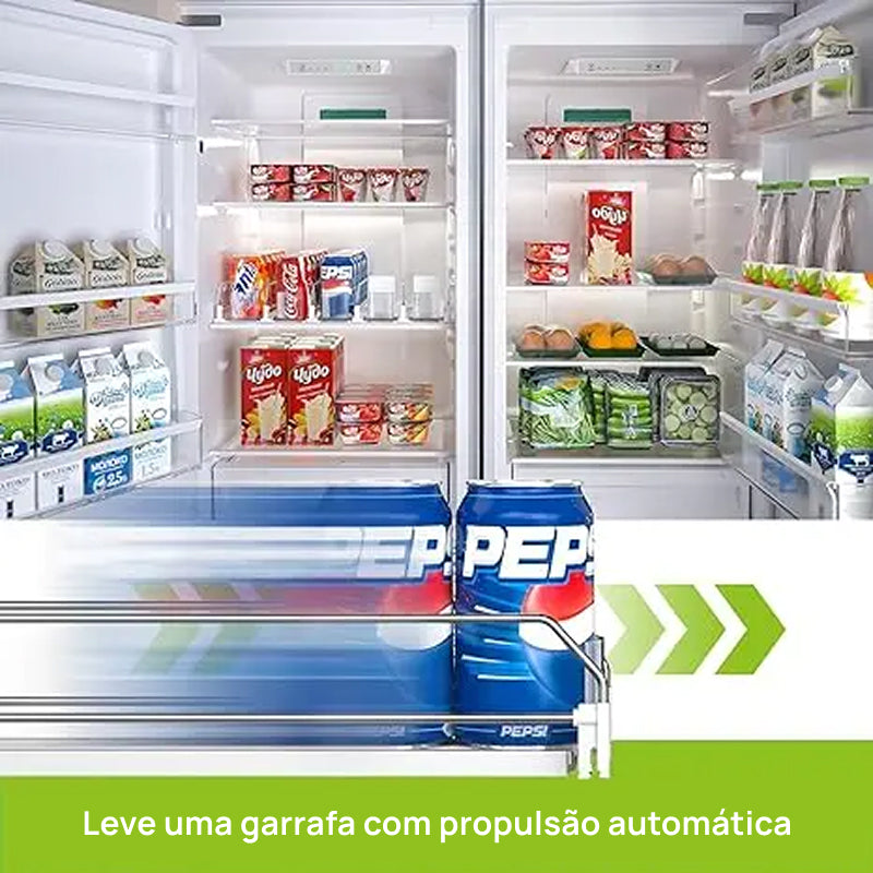 Organizador e Dispensador Automático de Latas para Geladeira, Suporta 355ml, 473ml e 591ml (3 ou 5 Fileiras) organiza perfeitamente