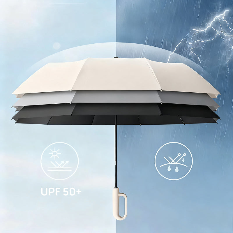 Guarda-Chuva Automático Dobrável e Portátil, Resistente ao Vento e à Água com Fecho em Loop para Homens e Mulheres proteção confiável