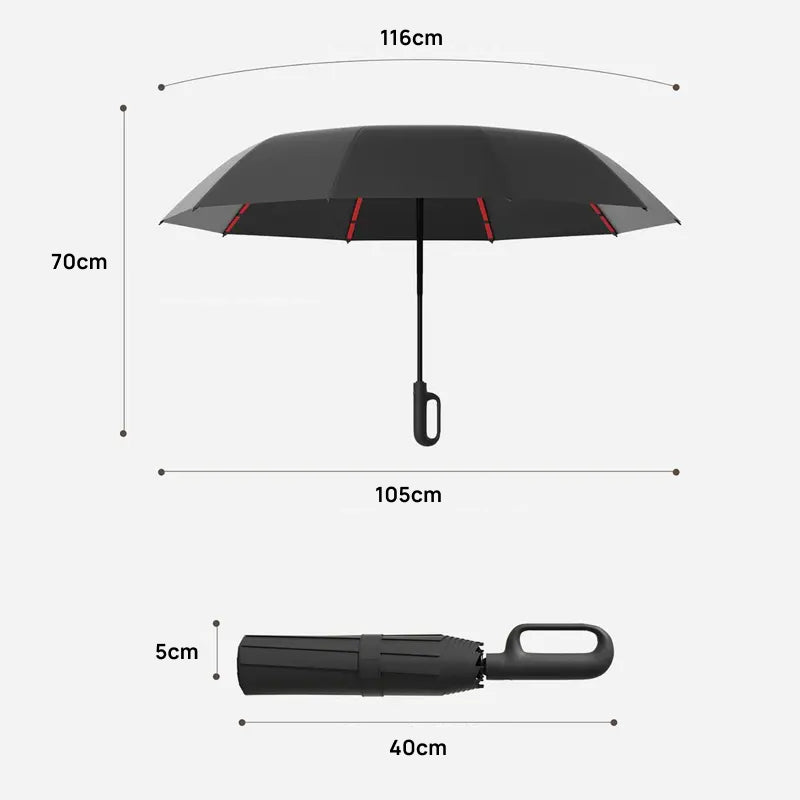 Guarda-Chuva Automático Dobrável e Portátil, Resistente ao Vento e à Água com Fecho em Loop para Homens e Mulheres proteção confiável