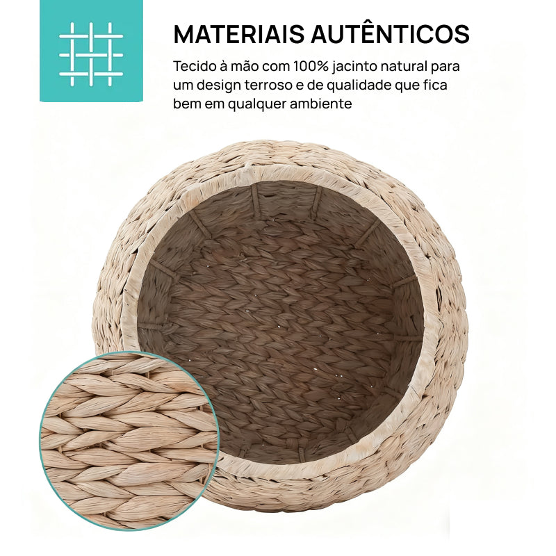 Cesta Organizadora Vintage Multifuncional de Jacinto-d’Água com Tampa, Ideal para Armazenamento em Qualquer Cômodo charme rústico