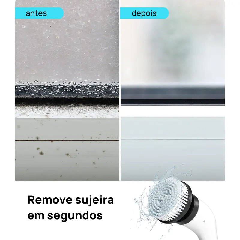 Esfregador Elétrico Rotativo Sem Fio IPX7 com 4 Escovas Substituíveis e Cabo Extensor Ajustável para Superfícies limpeza poderosa