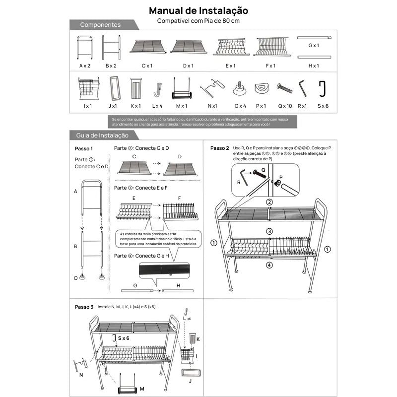 Escorredor de Louça Sobre a Pia com 2 Níveis em Metal, Organiza Pratos e Utensílios Economizando Espaço secagem eficiente
