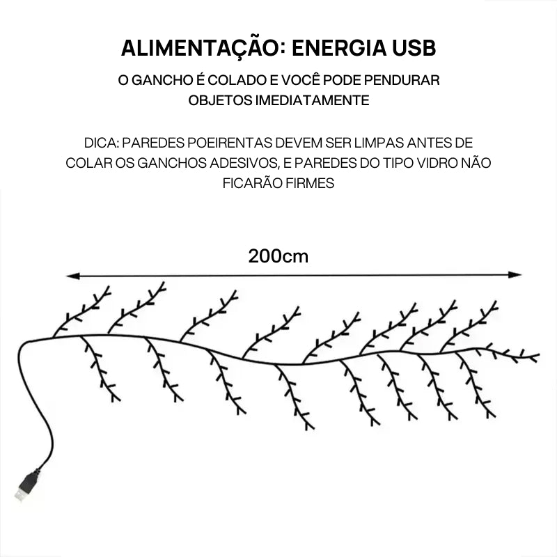 Luminária Decorativa LED em Forma de Galho de Árvore, Alimentação por USB para Criação de Ambiente em Casa ambiente aconchegante