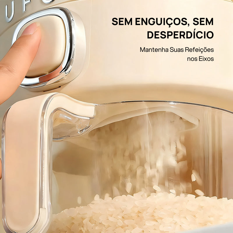 Dispensador de Arroz Hermético UFORU à Prova Total de Insetos e Umidade, com Copo Medidor para Grãos e Cereais preservação eficaz
