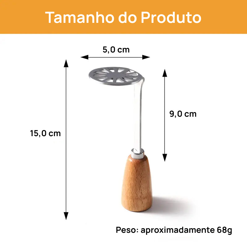 Conjunto de 2 Esmagadores de Batata e Abacate em Aço Inoxidável, com Cabo de Madeira para Alto Desempenho purê perfeito